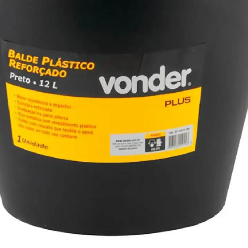 Balde plástico para concreto reforçado 12 litros Vonder — fotografia 3