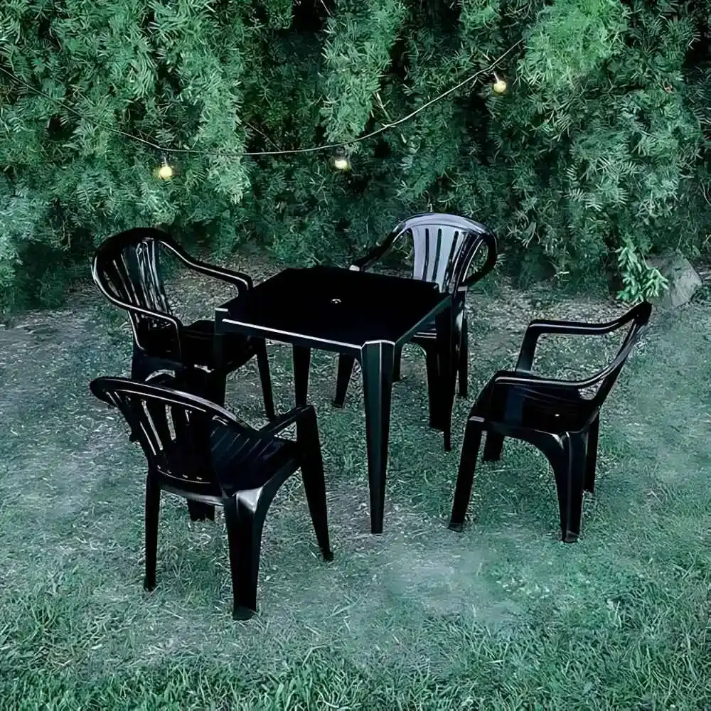 Cadeira tipo poltrona em plástico preta 15151104 Mor — fotografia 7