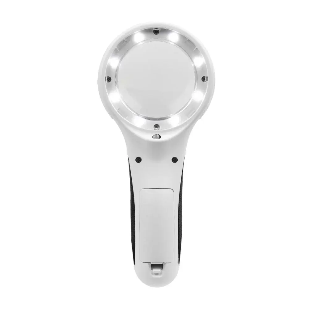 Lupa de mão com leds 4X de ampliação 125MM 60MM Bumafer — fotografia 3