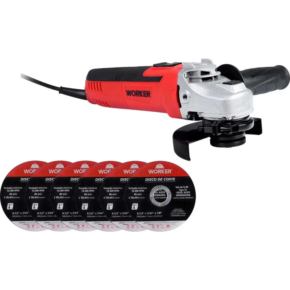 Esmerilhadeira angular 650W com 6 discos 127V - Worker — fotografia 6