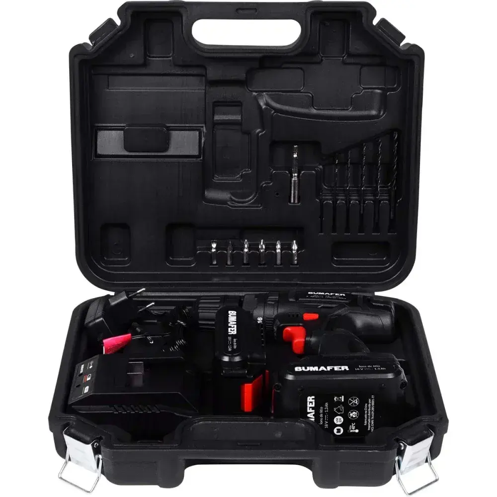 Parafusadeira de impacto a bateria 30NM 18V 18 peç Bumafer — fotografia 11