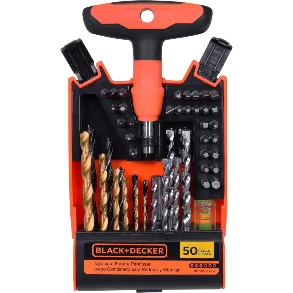 Kit de parafusar e furar com 50 peças black&decker