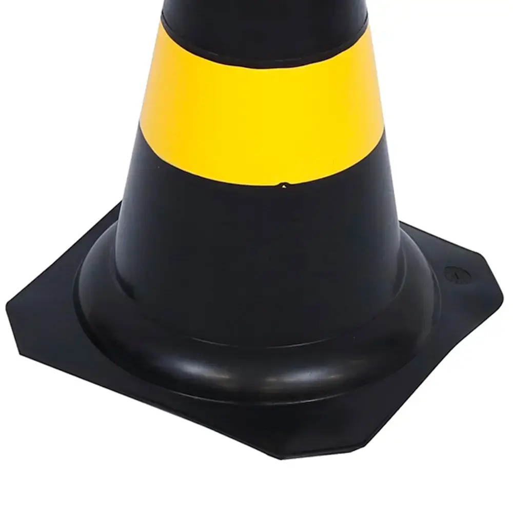 Cone sinalizador amarelo e preto 75CM 700.00505 Plastcor — fotografia 3