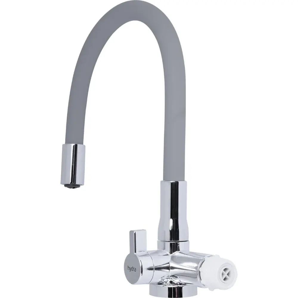 Torneira de parede com bica flexível cinza 1/4 Hydra — fotografia 3
