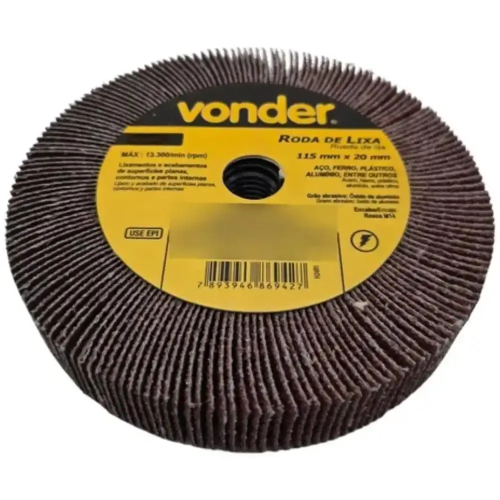 Roda de Lixa 115mm x 20mm M14 Grão 60 VONDER — fotografia 5
