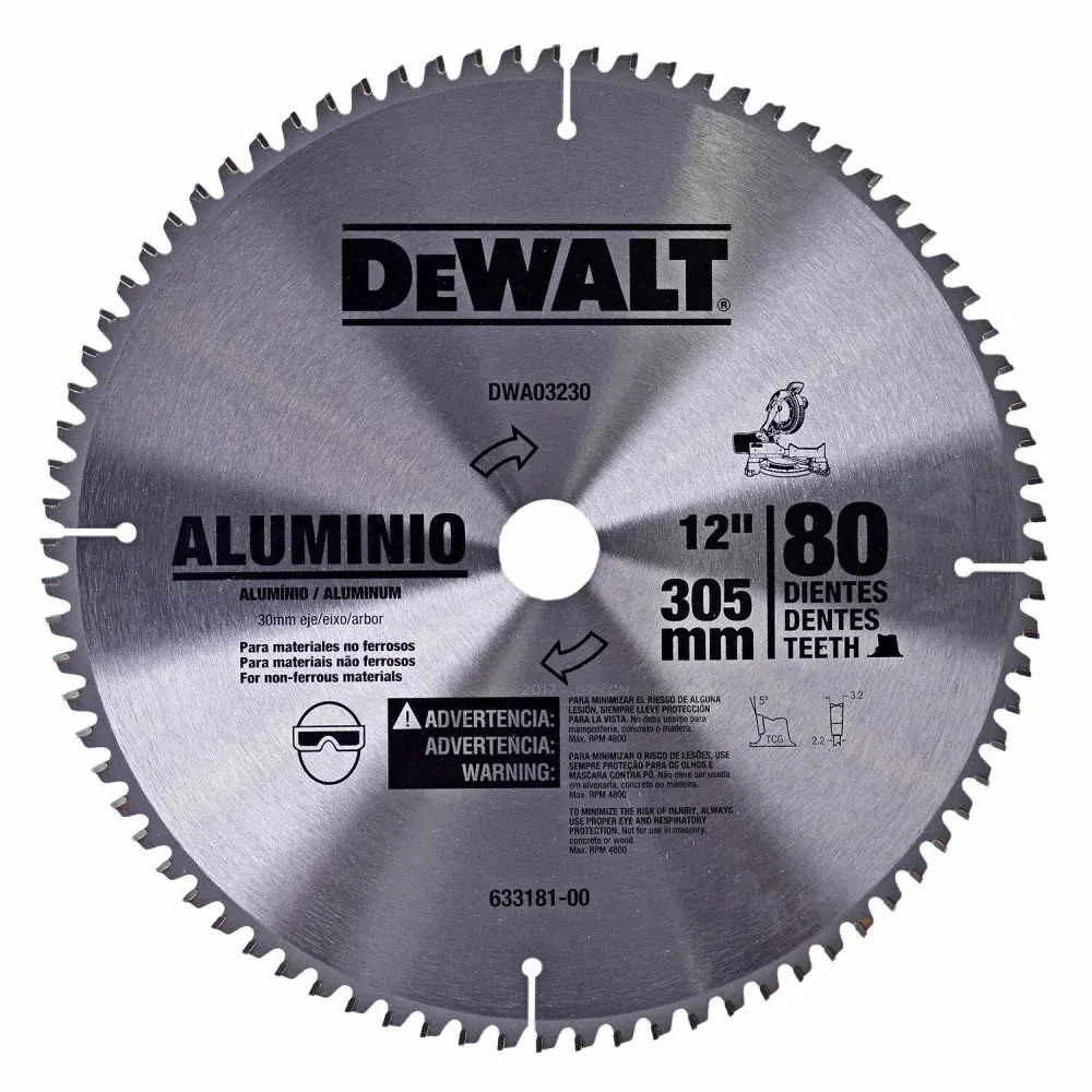 Disco de serra esquadria 12 305MM para alumínio DWA03230 Dewalt — fotografia de referência