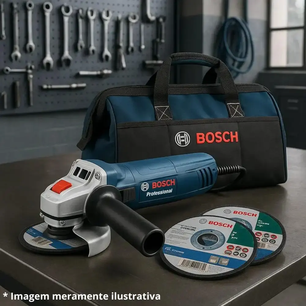 Esmerilhadeira angular 4.1/2 POL 850W GWS850 com 3 discos e bolsa nylon Bosch 220 V — fotografia 8