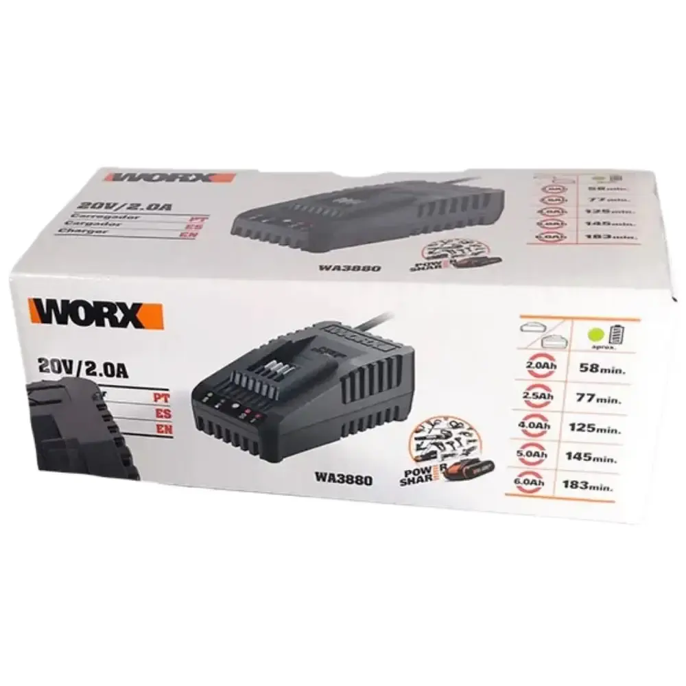 Carregador de bateria powershare 16V-20V bivolt WA3880 Worx — fotografia 5