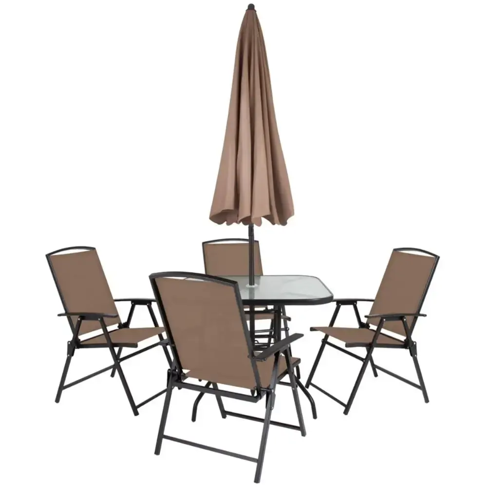 Conjunto de mesa e guarda-sol com 4 cadeiras para jardim acapulco Mor — fotografia 3