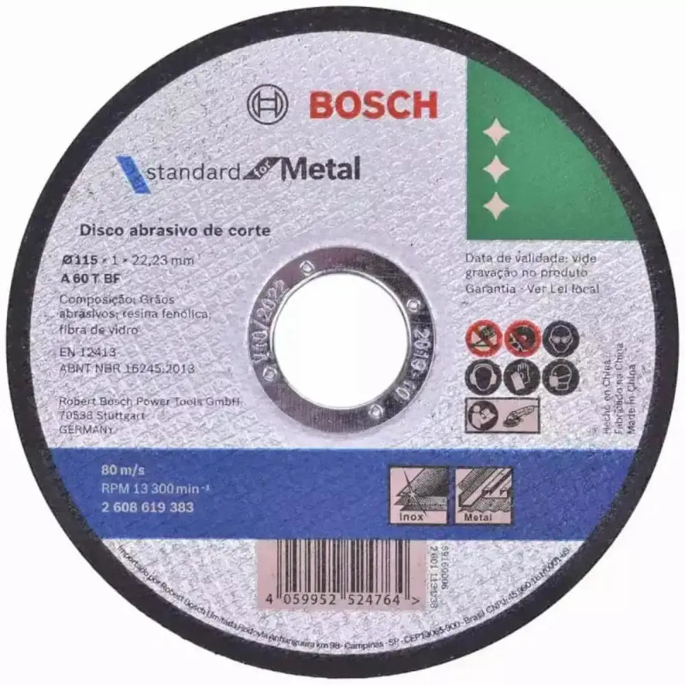 Disco de corte 4.5 polegadas para aço inox kit com 10 peças Bosch — fotografia 3