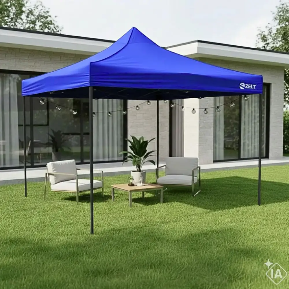 Tenda Gazebo Pagoda 3 x 3 Metros Dobrável Articulada e Sanfonada ZELT Preto — fotografia 5