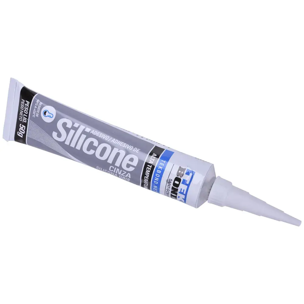 Silicone de alta temperatura cinza blister 50GR Tekbond — fotografia 5
