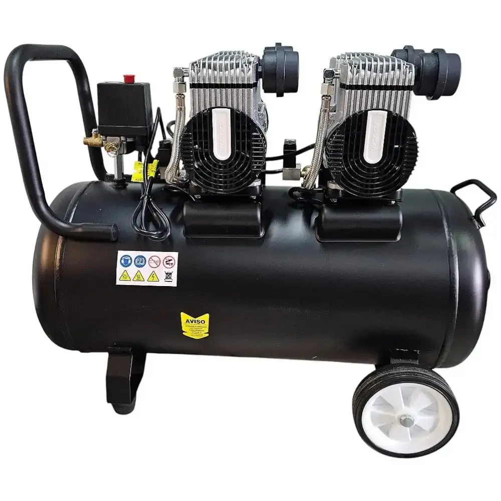 Compressor de ar portátil silencioso 10 pés 1 HP 50 litros isento de óleo 1200X2-50L Compbrasil 220 V — fotografia 5