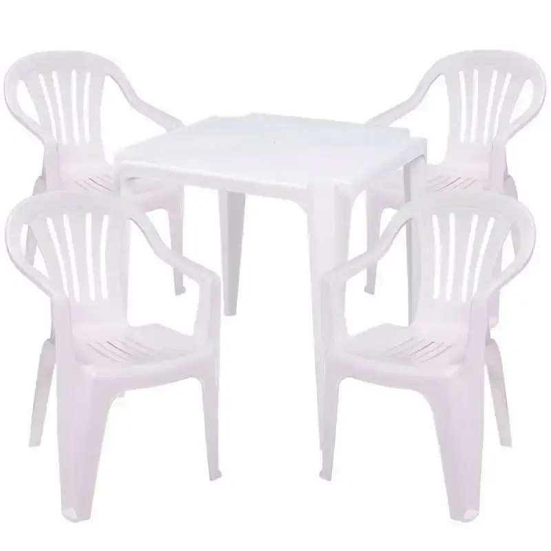 Mesa bela vista 70 CM branca MOR + 4 cadeiras poltronas brancas Garden
