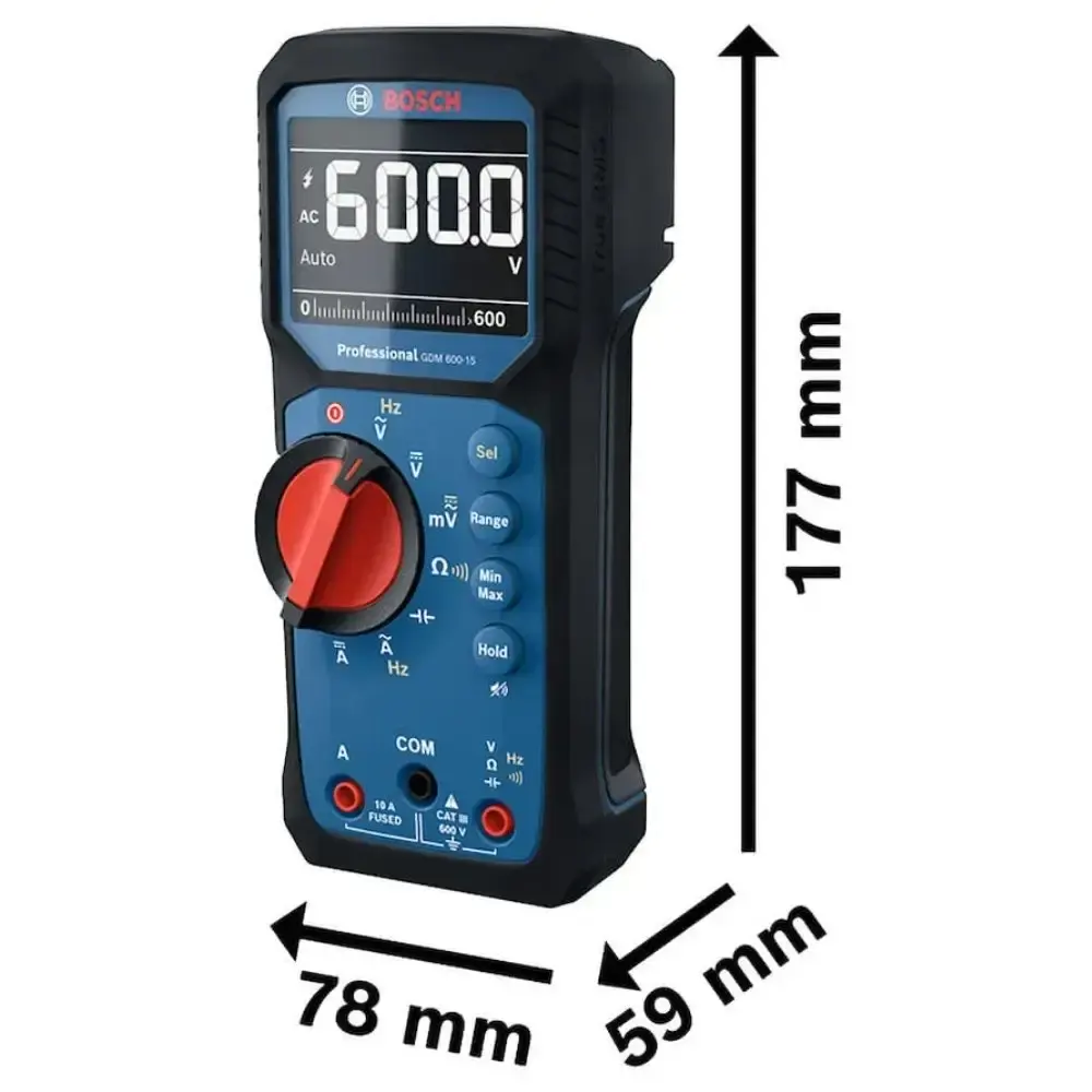 Multímetro digital CAT III 600V trms GDM 600-15 Bosch — fotografia 5
