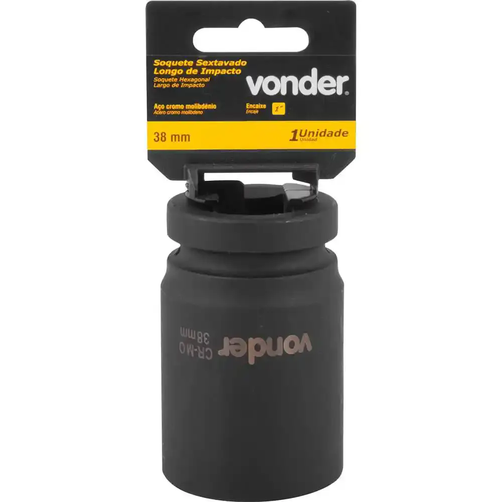 Soquete sextavado impacto longo enc 1 POL 38 MM aço cromo Vonder — fotografia 2