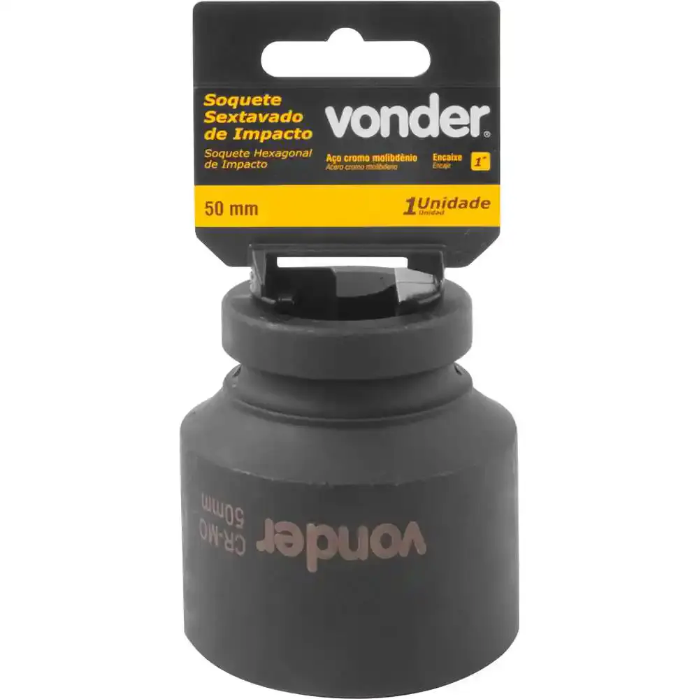 Soquete Sextavado Impacto Encaixe 1 polegada 50MM Cromado VONDER — fotografia 2