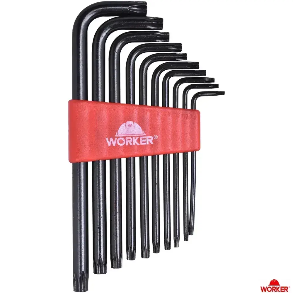 Jogo de chave torx longa T9-T50 10 peç Worker — fotografia 6