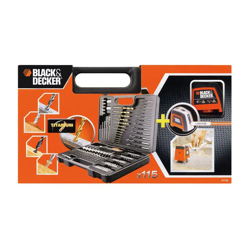 Jogo para furar nivelar parafusar com 115 peças black&decker Dewalt — fotografia 6
