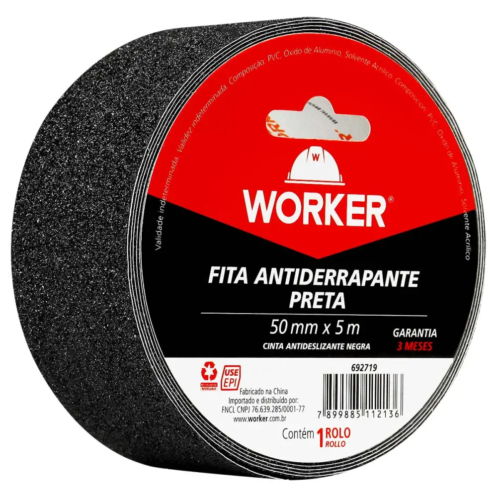Fita antiderrapante 50MM x 5M preta Worker — fotografia de referência