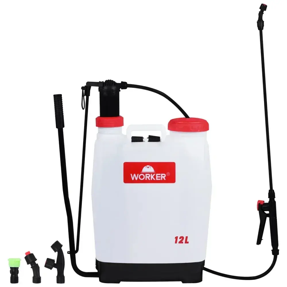 Pulverizador costal manual de plástico branco 12L Worker — fotografia 6