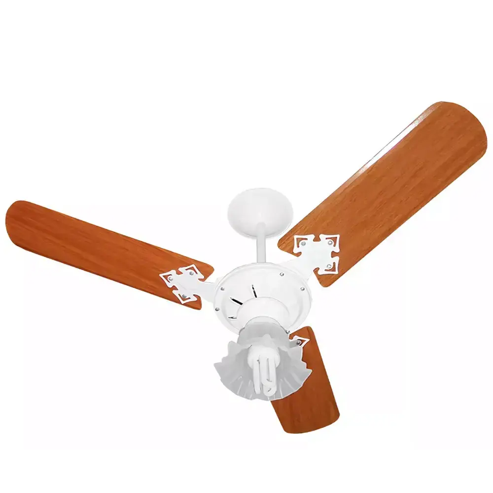 Ventilador de teto 3 pás 130W com lustre várias cores Venti-delta 220 V Branco e Mogno — fotografia 8