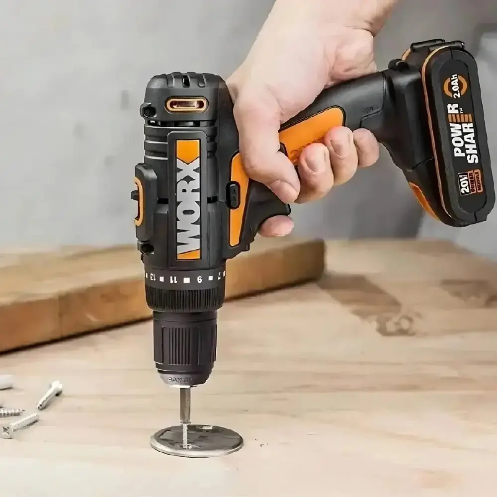 Parafusadeira e furadeira 20V WX100.9 sem bateria e carregador com serra sabre e tico-tico a bateria 20V WX550 Worx — fotografia 4