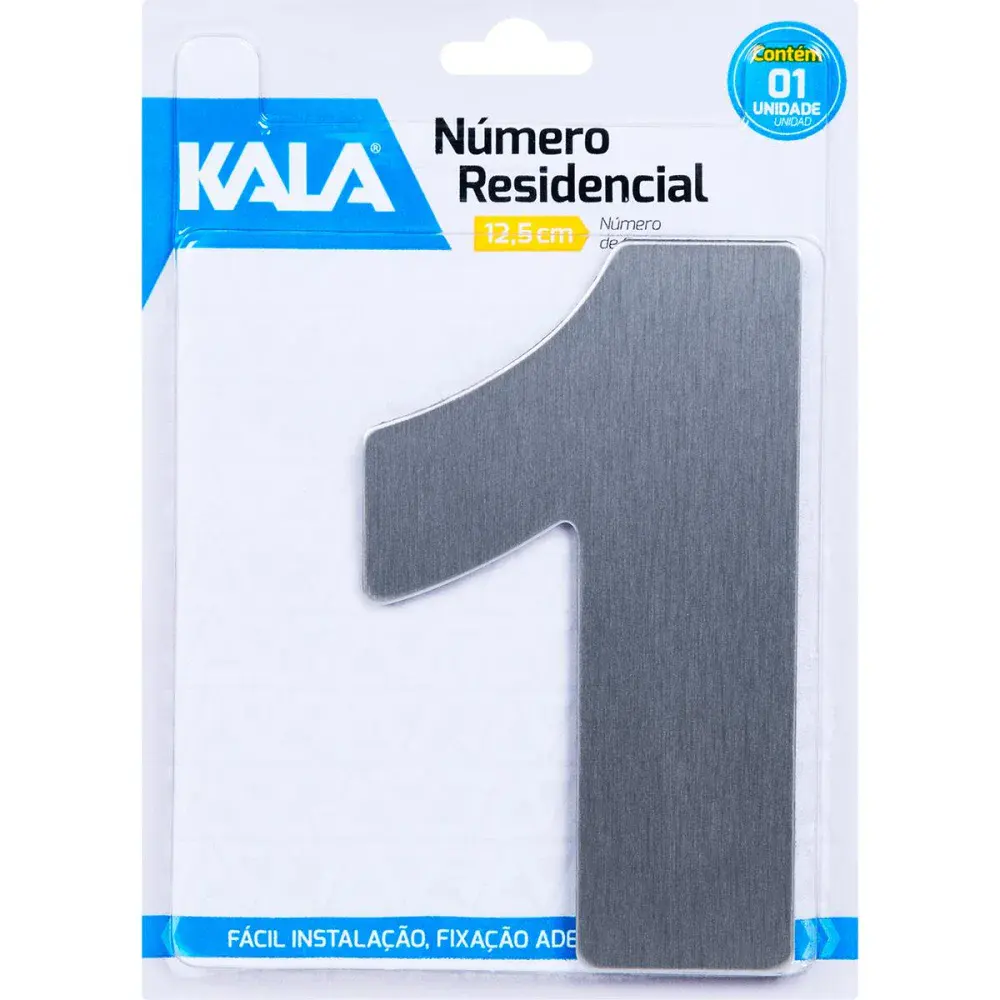 Número residencial N°1 aço escovado 12,5CM Kala — fotografia de referência