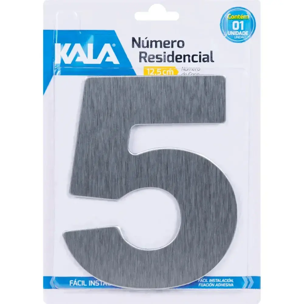 Número residencial N°5 aço escovado 12,5CM Kala — fotografia 4