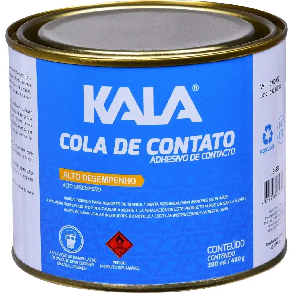 Adesivo cola de contato lata 400G Kala — fotografia 2
