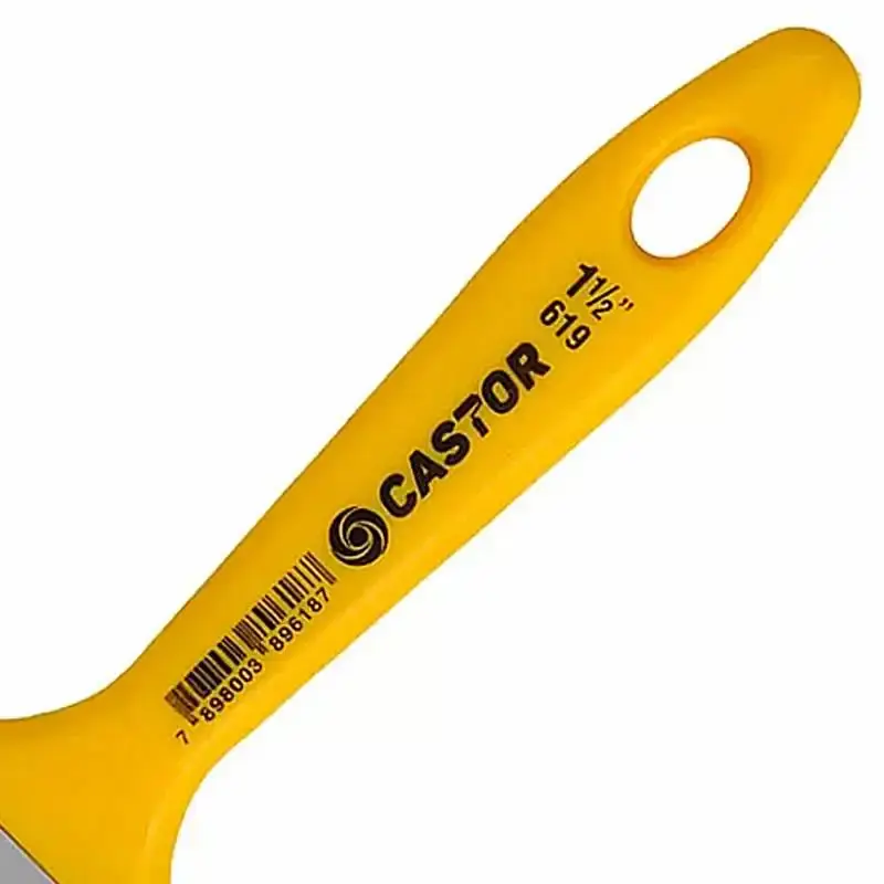 Pincel trincha 1.1/2 pol amarelo com cerdas pretas 619 Castor — fotografia 3