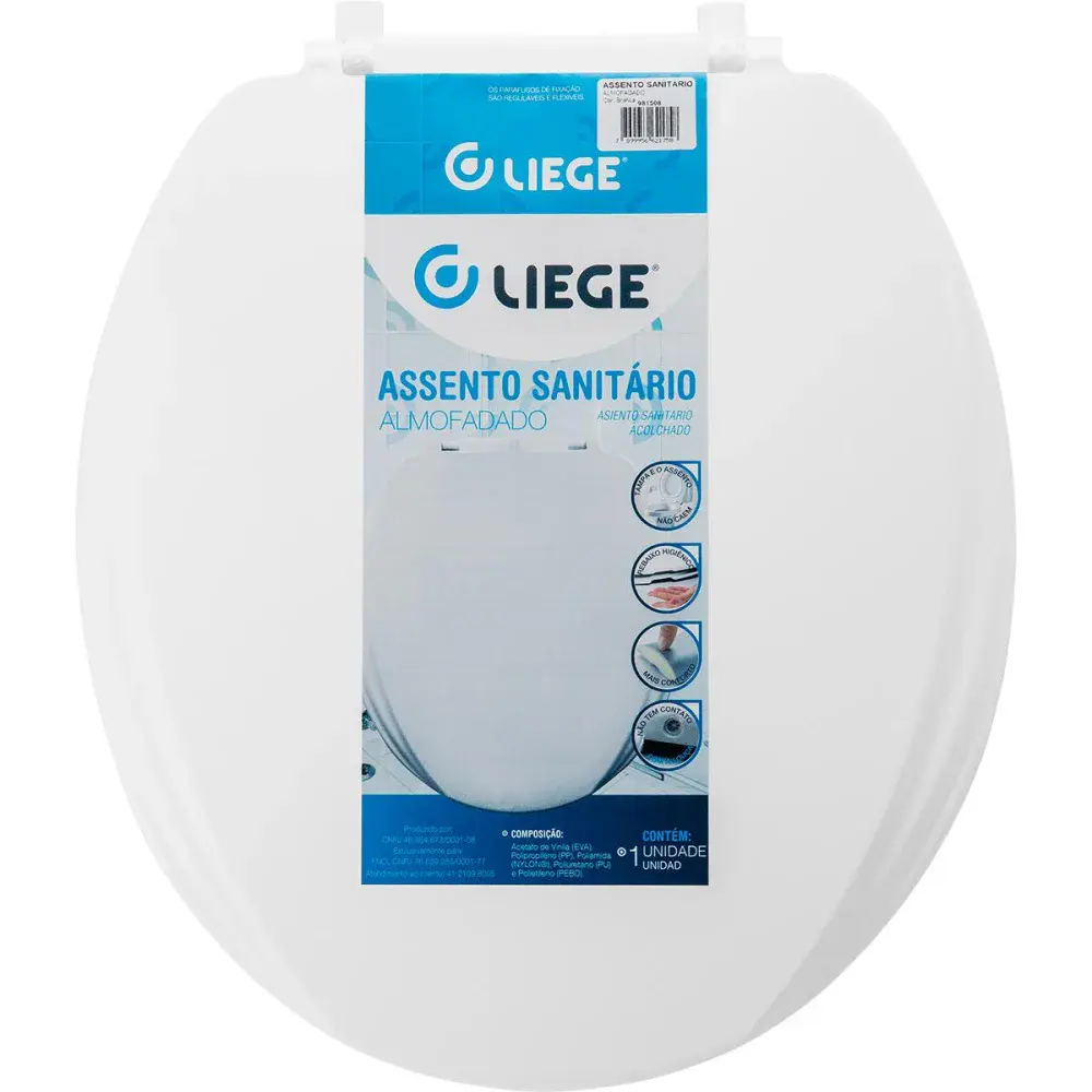 Assento sanitário de plástico almofadado branco Liege — fotografia de referência