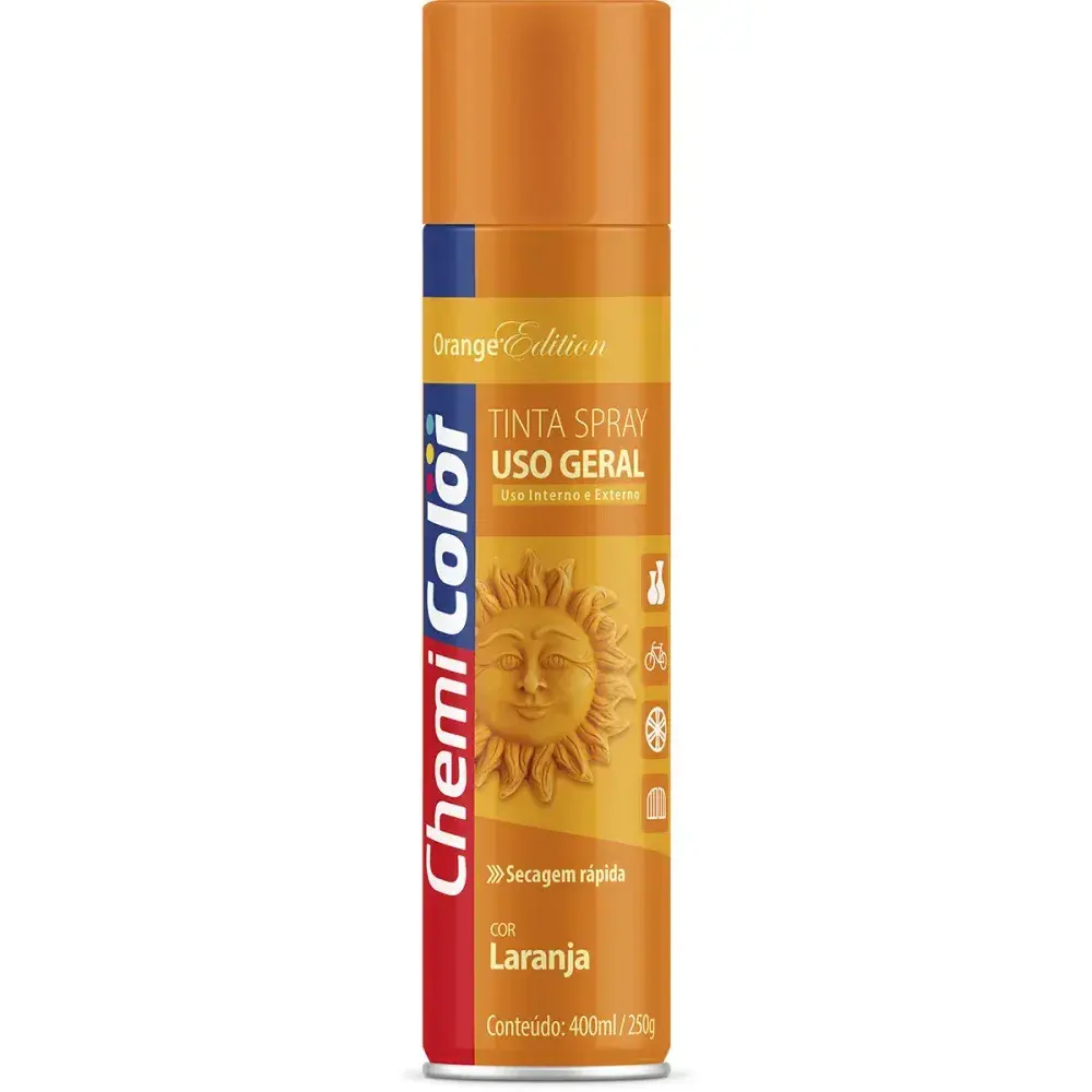 Tinta spray uso geral 400ML/250G laranja Chemicolor — fotografia 2