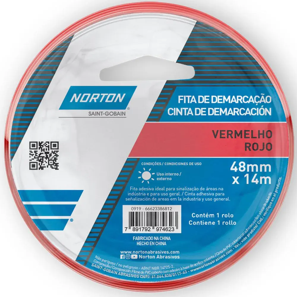 Fita demarcação de solo vermelha 48MM 14M Norton