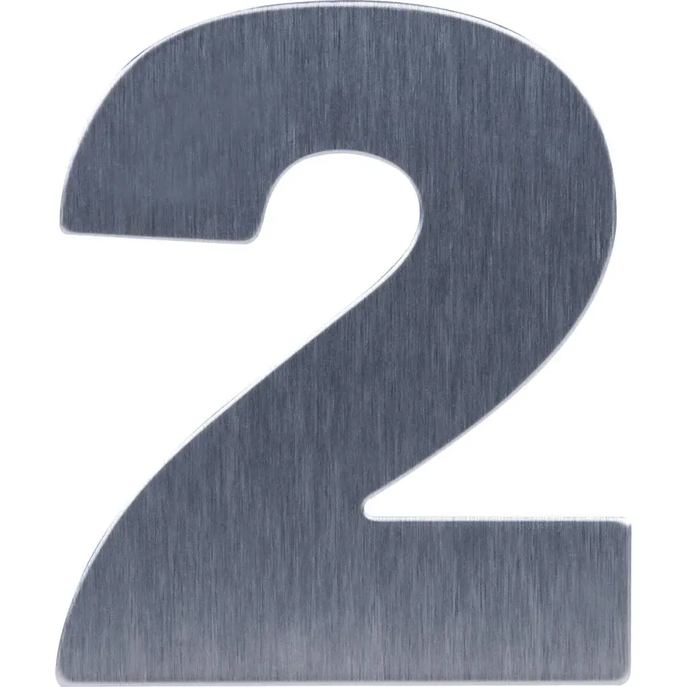 Número residencial N°2 aço escovado 12,5CM Kala — fotografia 2