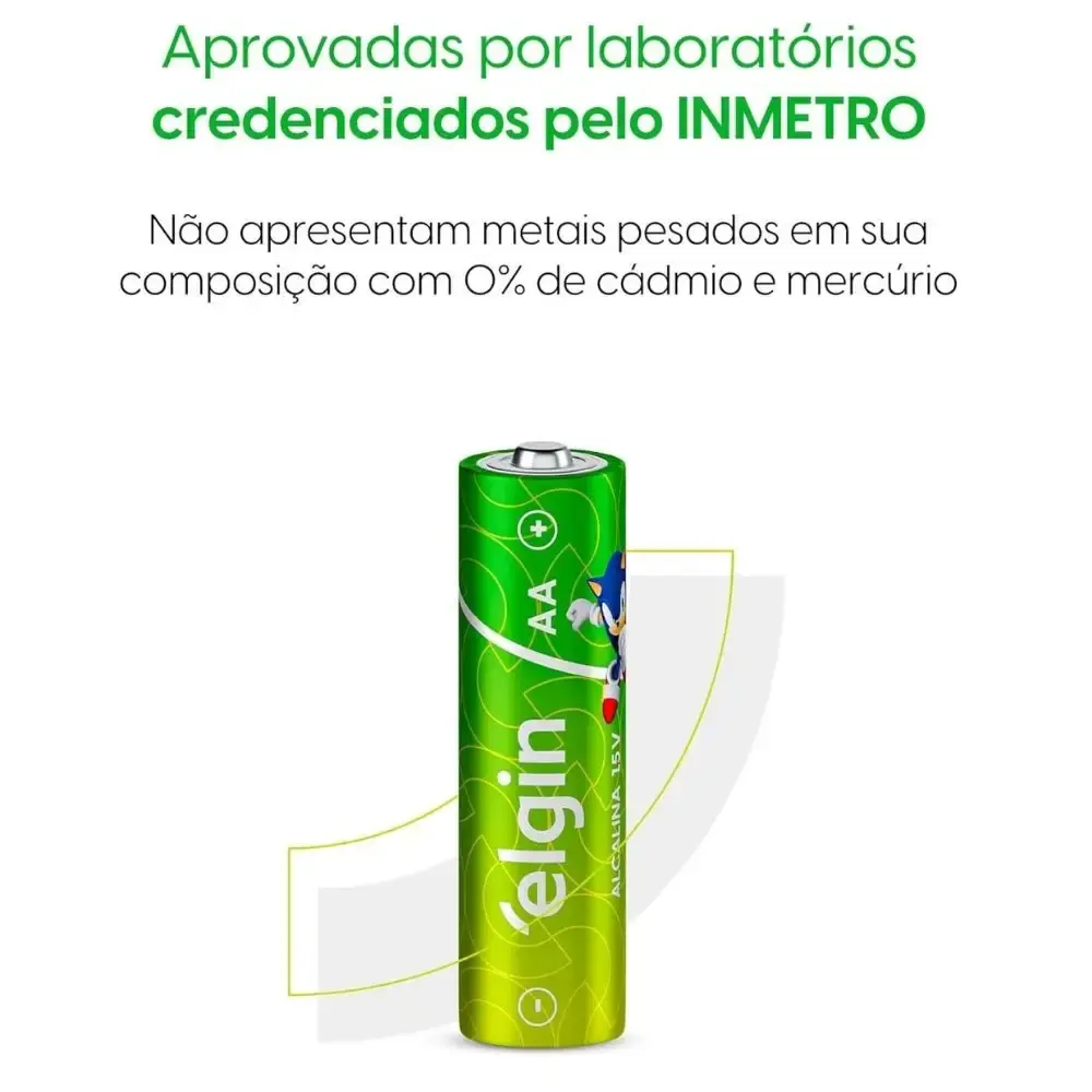 Pilha alcalina tipo palito 1,5V AA 2 peças Elgin — fotografia 4
