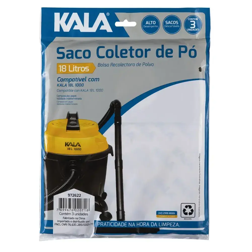 Saco coletor de pó para aspirador 18L 3 peç Kala — fotografia 3