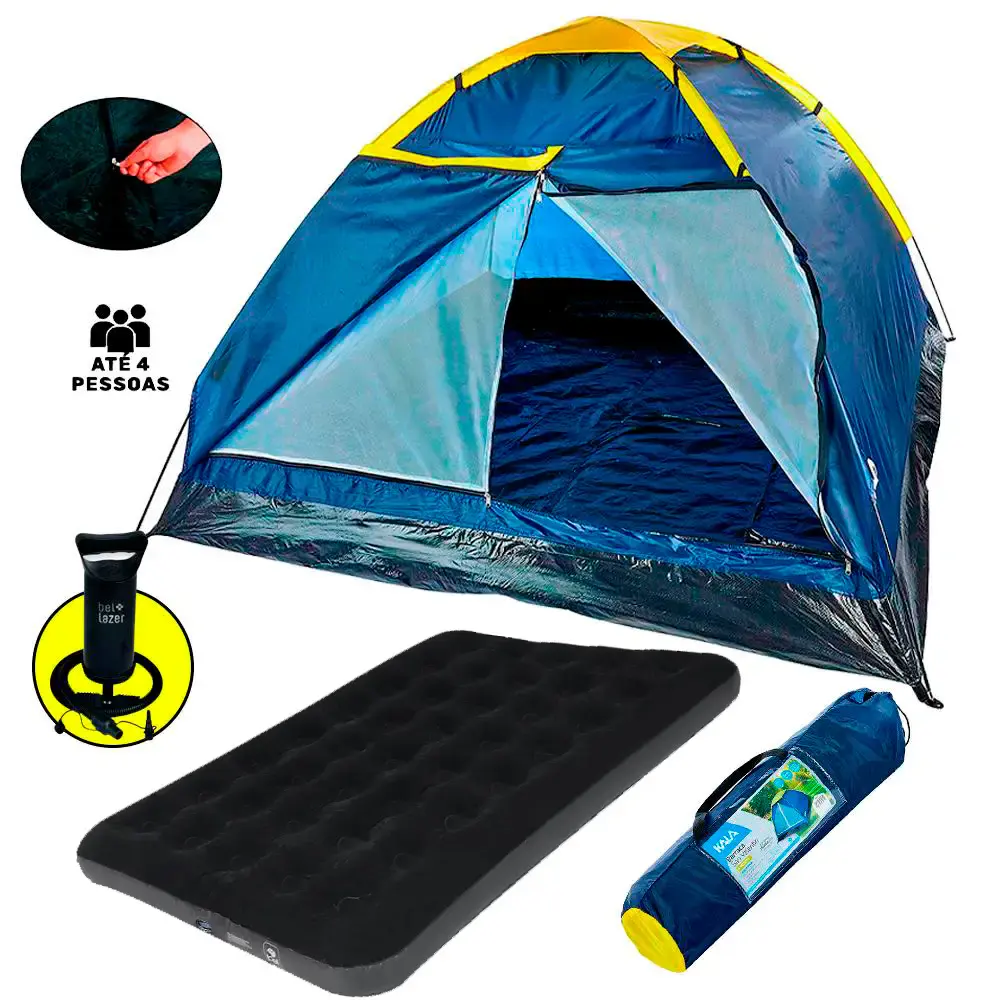 Barraca para Camping até 4 Pessoas San Valentin 106011 KALA com Colchão Inflável de Casal e Bomba — fotografia de referência