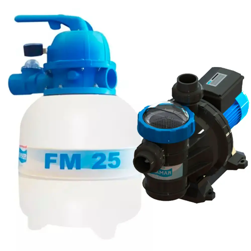Bomba para piscina 1/4CV monofásico e filtro FM-25 de 1/4CV sodramar Filter — fotografia de referência