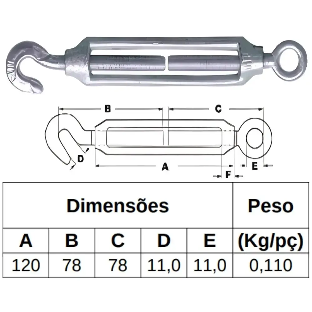 Esticador para cabo de aço gancho olhal 1/4 POL 35KG Belenus — fotografia 5