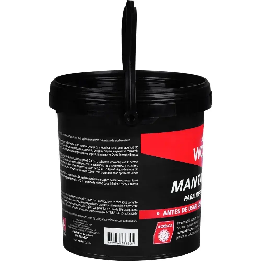 Impermeabilizante manta líquida asfáltica preta 3,6L Worker — fotografia 6