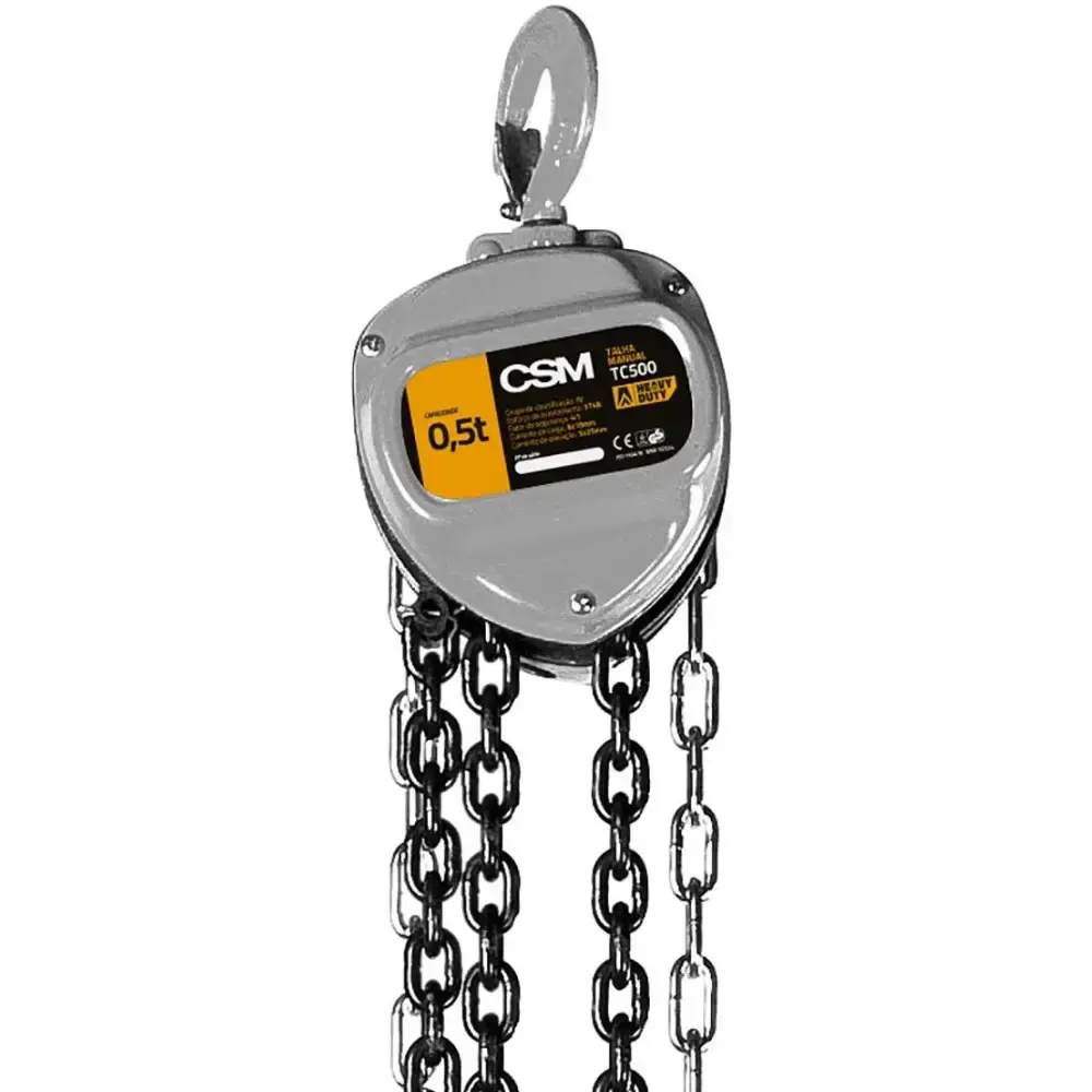 Talha manual de corrente 0.5 TON elevação 3 metros TC 500 CSM