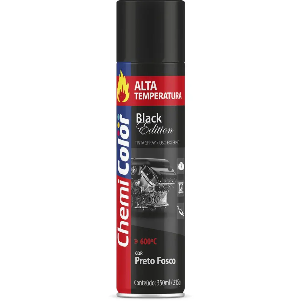 Tinta spray alta temperatura 315ML/215G preto fosco Chemicolor