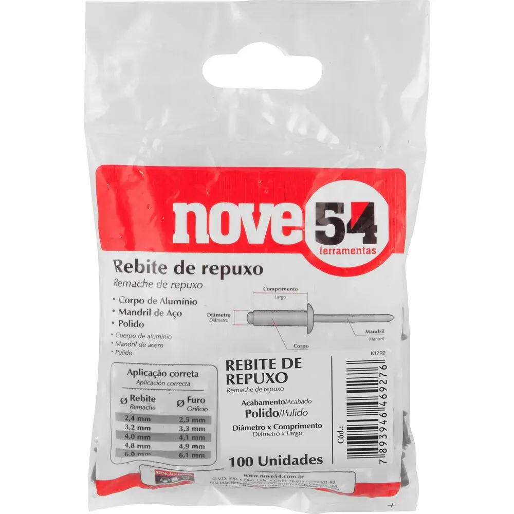 Rebite alum 4,0X 6,0 100PC NOVE54 Rocama — fotografia 2