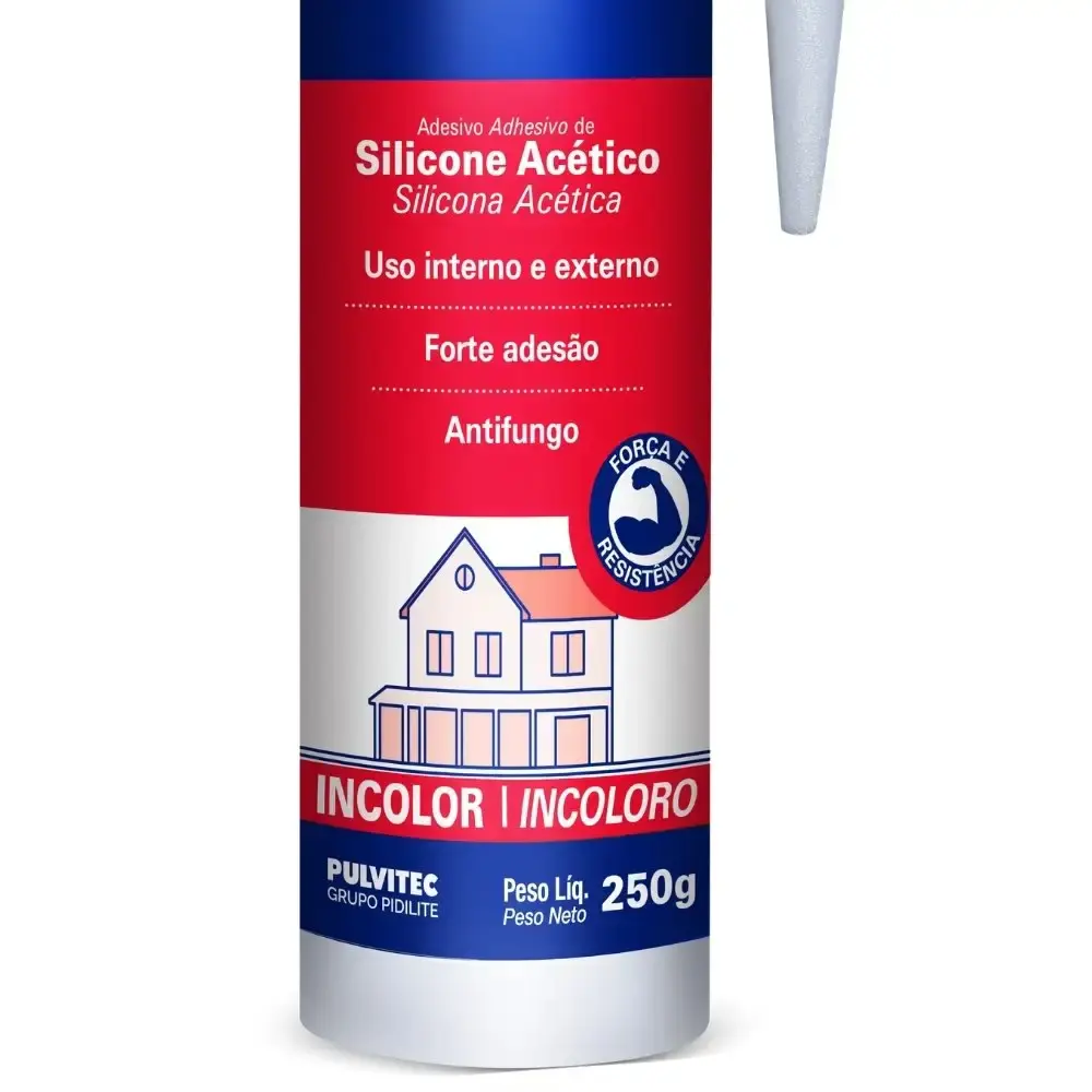 Silicone incolor acético tubo 250G para vidro e alumínio ZK138 Pulvitec — fotografia 5