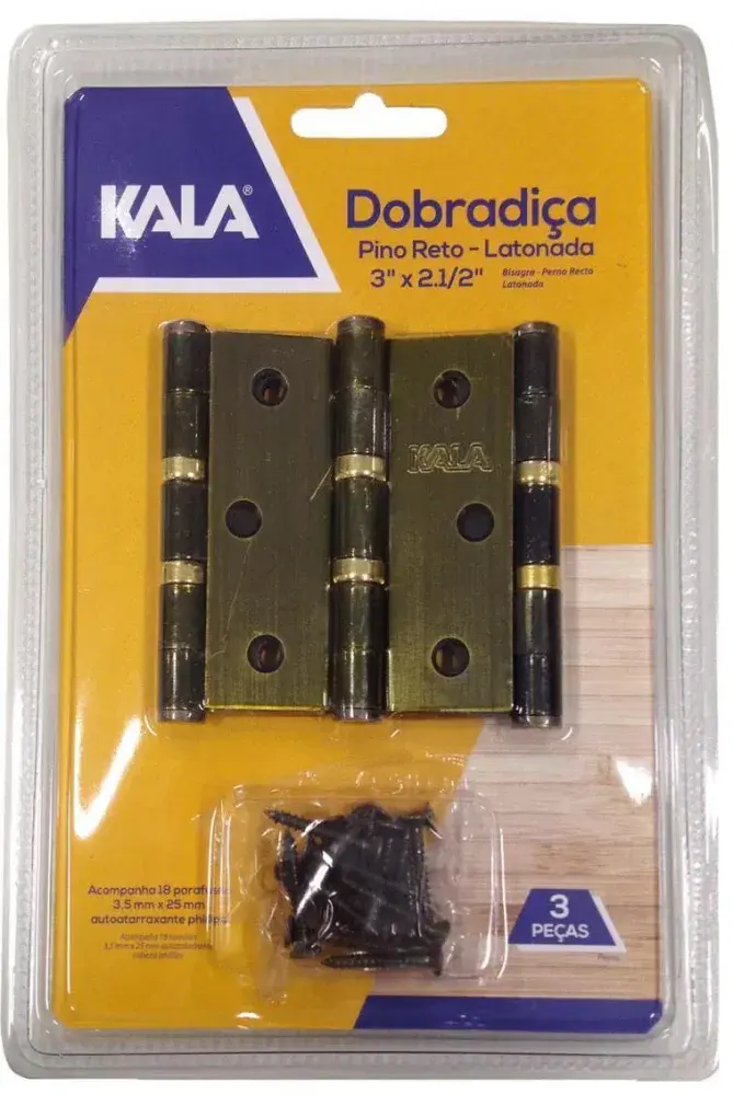 Dobradiça pino reto 3X2.1/2 latonado 866911 Kala — fotografia 2