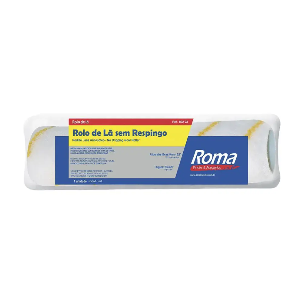 Rolo lã sem respingo pinceis roma 09CM cb mod 822