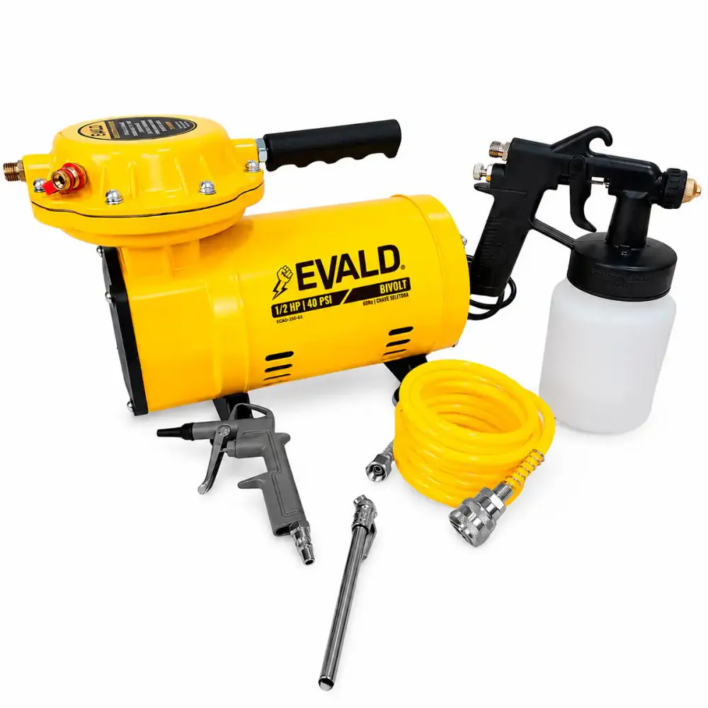 Compressor ar direto 1/2HP 1/2 polegada 350W kit 9 acessórios bivolt ECAD-350-03 Evald — fotografia 5