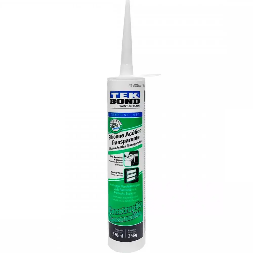 Silicone acético transparente 270ML 256G Tekbond — fotografia de referência