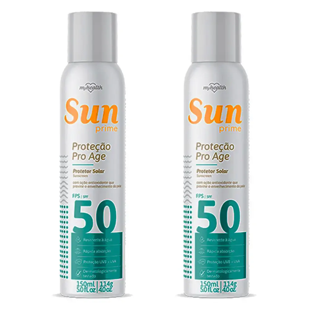 Protetor solar spray 50 fps sun prime 150ML AE2600019 kit 2 unidades MY health Extra